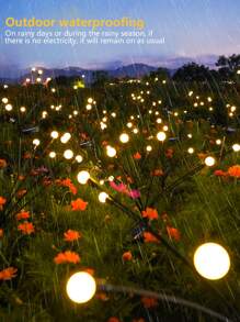 Firefly Solar Garden Light Outdoor 1/2/5 Packs Firefly Light Waterproof Swinging Garden Light Suitable For Small Road Decoration Christmas Decoration Courtyard Decoration Terrace Landscape Decoration Garden Decoration Courtyard Decoration, 6 LEDs Per Piece