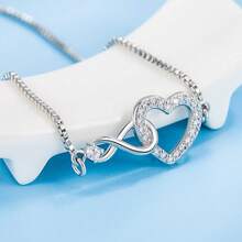 1pc To My Unbiological Sister Infinity Symbol Heart Bracelet, Adjustable Bracelet, Friendship Bracelet, Birthday Gift, Christmas Gift - Silver - View 3
