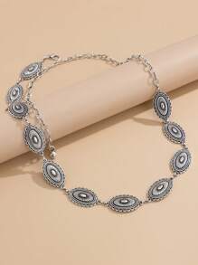 1 Stück Vintage übertriebene geometrische ovale Metall-Accessoires Patchwork Hüftkette, bohemischer geschnitzter Körperkette Hüftkette Hüftaccessoire