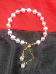 1pc Asymmetrical Faux Pearl Plastic Bracelet, Unique Design, High-End, Versatile, Suitable For Friends, (CCB Lightweight Plastic Material)