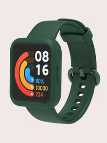 2pcs Set: Solid Color Casual Detachable Silicone Smart Watch Band + Semi-Enclosed Silicone Watch Protective Case, Suitable For Whole Day Wear, Compatible With Redmi Watch 2 Lite - Redmi Watch 2 Lite - View 9