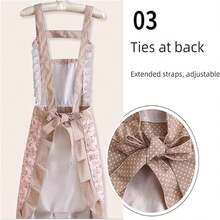 1 件乡村花卉图案清洁围裙，女士复古花卉厨房围裙，成人，花卉印花荷叶边围裙，厨房，浴室，家居用品 - 彩色 - 查看 7