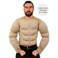 Adults Nude Muscle Chest – Padded Six-Pack Costume Top For Men – Funny Fancy Dress For Superhero, Wrestler Or Comedy Outfits - skin/nude - View 7