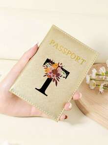 1pc A-Z 26 Letters Fashionable Letter Print Stylish Burgundy Passport Cover, Premium PU Leather Passport Wallet With Multi-Card Pockets For Credit Cards, Boarding Passes, And IDs Graduation - Burgundy - View 148