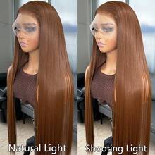 Brown 13x4 Synthetic Lace Front Wigs For Women 30 Inch Long Straight Glueless Kanekalon Hair Resistant Synthetic Hair Wigs Free Part 150% Density Transparent Lace Wigs Heat Ready To Wear Synthetic Wigs For Women Daily Party Vacation Holiday Use - Brown - View 6