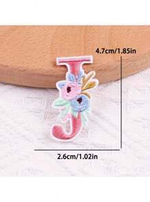 1 pieza, Parche bordado con flores para planchar con letras (A-Z), apliques decorativos para DIY en decoración de ropa, material de tela, calcomanías para ropa