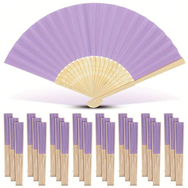 1pc lichtpaarse bamboe opvouwbare ventilator - elegante handzame Japanse Chinese ventilator voor bruiloften, bruidsdansen, kerkelijke evenementen, doe-het-zelf decoraties, feestgunsten, geschenken voor vrouwen en tieners, bruidsaccessoires | Japanse waaiers | Decoratieve waaiers, decoraties voor huwelijksrecepties