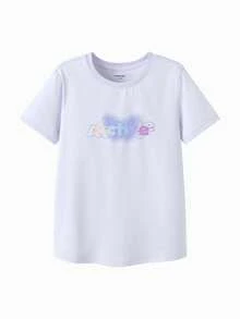 Balabala Girls' Quick-Dry Sports Tee, Breathable & Lightweight Summer Top - Pink Purple - View 4