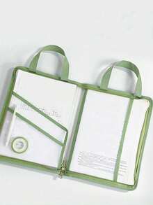 1 Pc Plain Color PVC Plastic Storage Bag, A4 Handbag File Folder With Zipper, Student Exam Use, Subject Organization, Waterproof Document Holder, All Season - Multicolor - View 9