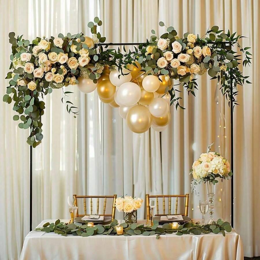 Adjustable Over The Table Rod Stand With Clamps Black/Gold Metal Table Arch For Wedding Birthday Party Anniversary Decoration Over The Table Rod Stand With Clamps, Adjustable Table Arch Flower Table Arch Stand Balloon Flower Arch Frame For Weddings - Multicolor - View 1
