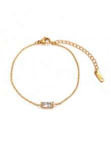 1pc Elegant Bracelet, Women's Jewelry, S925 Sterling Silver Minimalist Chain Bracelet, Exquisite Jewelry, Friendship Gift For Sister - Gold - View 18