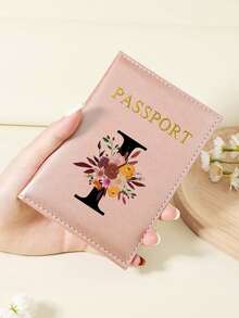 1pc A-Z 26 Letters Fashionable Letter Print Stylish Burgundy Passport Cover, Premium PU Leather Passport Wallet With Multi-Card Pockets For Credit Cards, Boarding Passes, And IDs Graduation - Burgundy - View 121