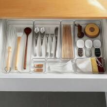 [8/4/1pc] Cutlery Organizer, Food Storage Box, Cabinet Silverware Utensil Basket, Multipurpose Kitchen Organizer For Knives Forks Beaters Pans Spoons, Spice Rack, Combination Storage Set, Utilize Cabinet Space, Cutlery Storage, Home Decor, Kitchen Apartment Accessories