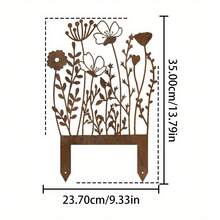 1PC Rusty Metal Wildflowers Stake, Metal Flower Yard Decor, Rusted Decoration Art Outdoor Metal Sculpture, Rustic Wildflowers Decoration, Fence Topper Decor - Rust - View 9