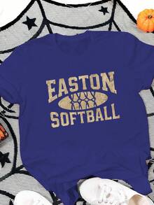 EASTON SOFTBALL Pure Cotton Women's T-Shirt Comfort Fit - 藍色 - 查看 1