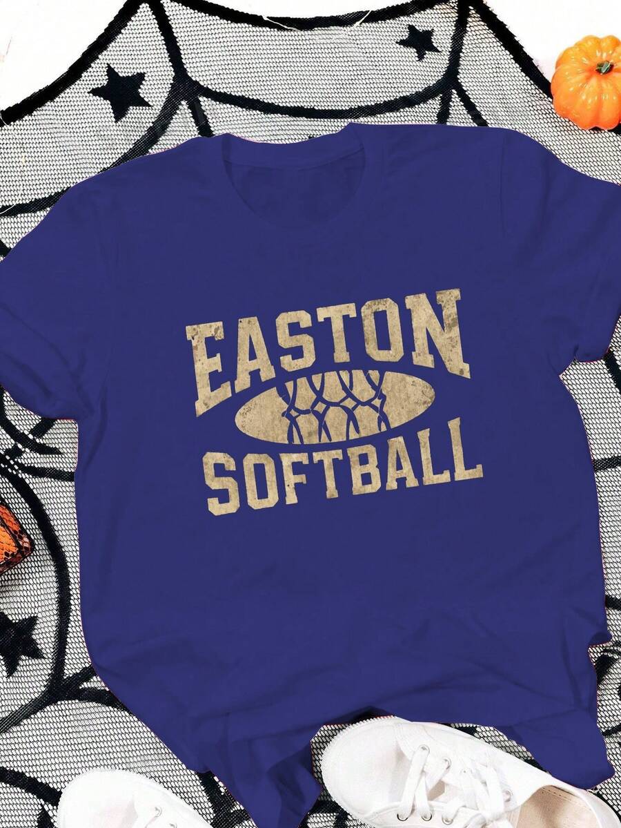 EASTON SOFTBALL Pure Cotton Women's T-Shirt Comfort Fit - 藍色 - 查看 1