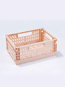 1pc Pastel Foldable Mini Storage Crate – Portable Plastic Basket, Cute Colors, Space-Saving Organizer For Bedroom, Office, Bathroom, Desk Drawer