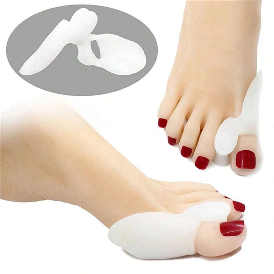 1 par de protectores de silicona para los dedos de los pies, prácticos y versátiles - Blanco - Ver 1