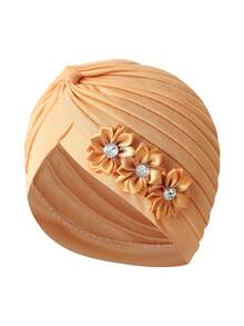 1pc Vintage Women's Solid Rhinestone Flower Casual Bandana Hair Wrap Hat, Versatile Watermelon Hat Hair Sleep Cap Sleep Bonnet,Beach,Travel - Multicolor - View 21