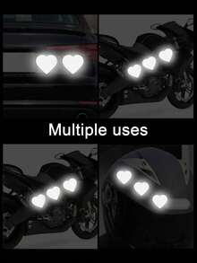 6 piezas/12 piezas Pegatinas reflectantes con forma de corazón para automóviles, calcomanías reflectantes que brillan en la oscuridad, adecuadas para motocicletas y vehículos eléctricos - Multicolor - Ver 15