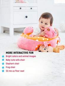 Baby Sofa Animal Plush Chair Baby Sitting Support,Baby Seats For Sitting Up Baby Sofa Chair For Infants,Sit Me Up Floor Seat For Baby,Baby Sit Up Chair Toddler Anti-Fall Training Sitting Posture Sofa, Enlarged And Thickened Toddler Learning Seat. Baby Sofa Seat - Pink - View 3