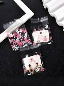 100个/套 卡通花卉图案礼品包装袋，卡通塑料袋，礼品袋，粉色礼品袋，透明展示袋，适用于派对、婚礼、生日、伴娘生日、包装、透明、小尺寸、婚礼回礼、生日派对、纪念品、新娘礼物、单身派对用品、礼品包装 - 無色 - 查看 5