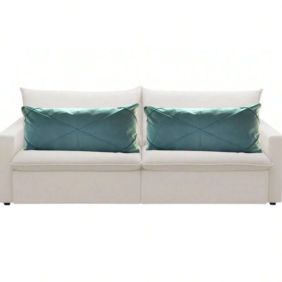 Kit 2 Almofada Baguete Grande Retangular Cruzada Cheia 70cm x 30cm - Azul menta - Visão 1