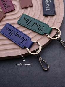 1PC Custom Leather Key Chain, Personalised Text Leather Keyring, Ride Keychain, Leather Keychain For Car Key, Best Gift, Boy Gift Back To School - Multicolor - View 5