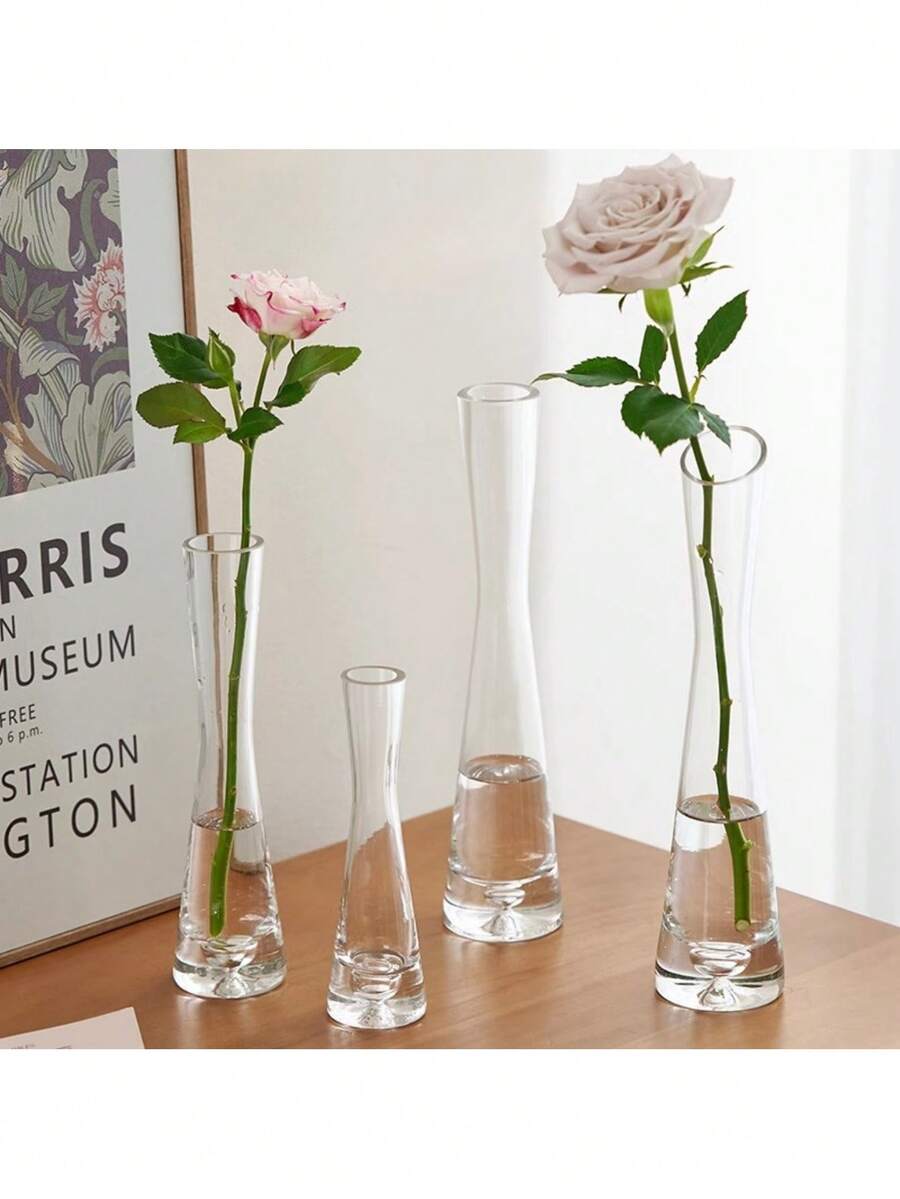 透明玻璃平口斜口水培迷你花瓶家居酒店宴会装饰单只花瓶花器 - 無色 - 查看 1