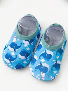 1Pair 0-3years Baby Kids Anti-Slip Socks Floor Foot Socks For Boys And Girls Animal Print Cartoon Barefoot Aqua Socks Non-Slip Shoes