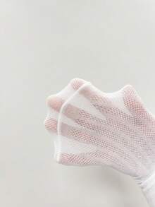 1 Pair Girls Mesh Socks Mid-Calf Legs Socks White Anti-Mosquito Socks For Back To School, Spring/Summer - White - View 2