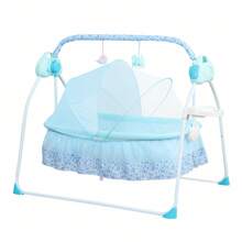 Electric Crib Cradle Infant Rocker Bed Baby Cradle +Music+ Mat Auto Baby Swing - Blue - View 7