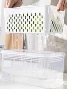 12pcs Food Storage Container Set With Ventilated Lids - Reusable, Airtight, And Stackable Kitchen Organizers For Fruits, Vegetables, And Dry Foods - Uncharged, Durable Material - Black and White - View 6