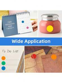 500 张/卷彩色圆点贴纸，8 种颜色的圆形彩色标签，包括亮黄色、绿色、红色、粉色、橙色、蓝色等。多功能彩色标签贴纸，适用于办公室、学生教室等，PVC 自粘