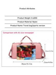 1pc Large Capacity Training Bag Travel Bag With Dry-Wet Separation, Shoe Compartment, Shoulder Strap And Hand Carry Suitable For Camping, Traveling, Sports, Fitness