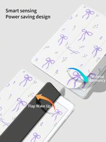 1 件可爱卡通紫色花朵字母蝴蝶结双面亚克力水晶透明保护壳，兼容 iPad，， - 彩色 - 查看 4