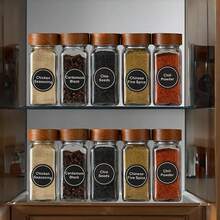 12/24 PCS Glass Spice Jar With Bamboo Lid, 4 Oz Glass Jar With Minimalist Farmhouse Spice Label Sticker, Collapsible Funnel, Brush, Pen, Spice Storage Bottle For Spice Racks, Cabinets, Drawers - Gói 12 cái - Xem 4