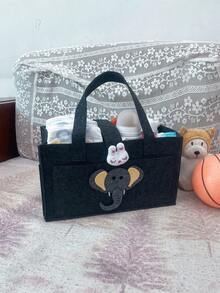 1pc Felt Diaper & Essentials Organizer Pouch - Black - View 2