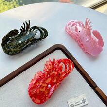 Pinces à cheveux en forme de pince de plage - Nouvelles pinces à cheveux grandes en acétate à thème océanique en forme de coquillage. Design unique et mignon, avec des motifs hippocampe, homard et coquillage avec faux perles. Pinces à cheveux, pinces à mâchoire, pinces à cheveux, clips à cheveux pour femmes. Accessoires pour cheveux pour les tenues de vacances. - Multicolore - Voir 5
