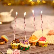 30 件螺旋生日蛋糕蜡烛，金色金属蛋糕蜡烛细线圈蛋糕蜡烛带支架适用于生日婚礼派对蛋糕装饰 - 玫瑰金 - 查看 3