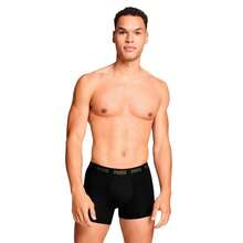 Puma Boxers pour homme, lot de 3 – Everyday Boxers 3P, coton stretch, uni - Noir/Vert - Voir 3