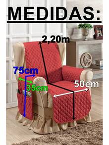 Sofa Protector Cover For 1 Seater Armchair With Storage Pocket - 紅色 - 查看 3