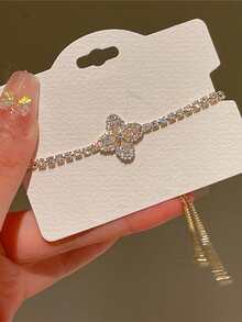 1pc 925 Silver Exquisite Flower Cubic Zirconia Adjustable Bracelets Gift For Women Date Graduation Party Birthday Dailywear - Diamond Flower Bracelet - View 5