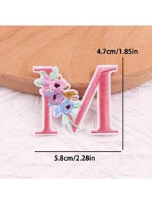 1 pieza, Parche bordado con flores para planchar con letras (A-Z), apliques decorativos para DIY en decoración de ropa, material de tela, calcomanías para ropa