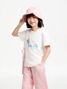 Annil Children's Clothing For Girls CuHK Children Crew-Neck Short-Sleeved Sweater T-Shirt Summer