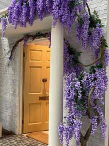 1/6/12pcs 43.3inch Artificial Plant Vines,Wisteria Plastic Hanging Flower,Silk Flowers For Room Decoration,Family Party Wedding Decoration,Home Garden Wall Decoration,Perfect Hanging Decoration For Weddings