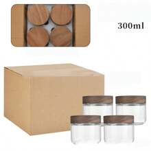 Kitchen Glazed Canister For Dry Fruits & Snacks, Large Capacity Food Storage Container With Airtight Wooden Lid