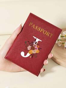 1pc A-Z 26 Letters Fashionable Letter Print Stylish Burgundy Passport Cover, Premium PU Leather Passport Wallet With Multi-Card Pockets For Credit Cards, Boarding Passes, And IDs Graduation - Burgundy - View 114