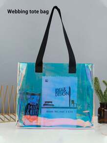 Handtasche aus PVC mit Laser-Design, Einkaufstasche, wasserdichte Mode Große PVC Kosmetiktasche, Kulturbeutel, Einkaufstasche Geldbeutel Geschenktasche transparente Schultertasche Einkaufstasche, transparente Party-Tasche, transparente wasserdichte Damentasche, perfekt für Sommer, Urlaub und Strand, stadionzulässige klare transparente Geldbörse für Konzerte, Sportveranstaltungen, Festivals
