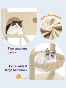 Allewie 81 Inches Tall Cat Tree/Multi-Level Large Cat Tree House And Towers For Large Cat/Cat Climbing Tree With Cat Condo And Hammock/Cat Tree Scratching Post/Wide Base/Cat Tree/Dark Grey/Grey/Pink/Beige/White & Black SPO/Leopard Print * Room Decor Home Decor Christmas Decor Bedroom Decor - Màu be - Xem 6